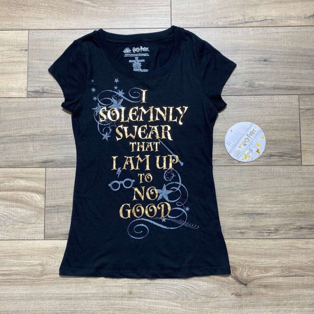 Harry Potter Womens I Solemnly Swear I Am Up To No Good T-Shirt Small 3/5 Black